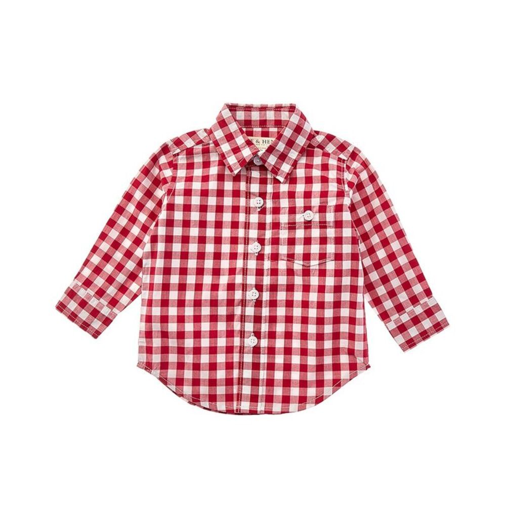 Hope & Henry Boys  Poplin Button-Down Shirt, Red